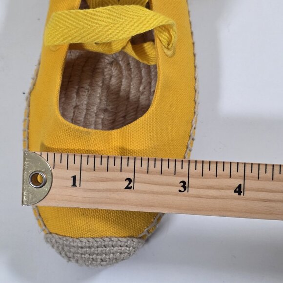 Polo Ralph Lauren Espadrilles Women US 8 Yellow Lace Up Flat Jute Canvas Preppy - Picture 9 of 16
